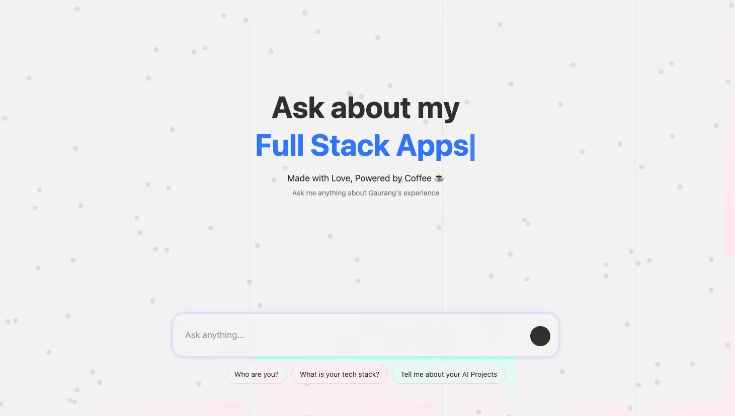 Chat UI - Default Screen: A polished,interface built with Next.js and Tailwind CSS.
